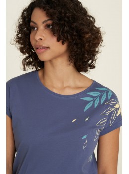 Camiseta algodón orgánico indigo hojas