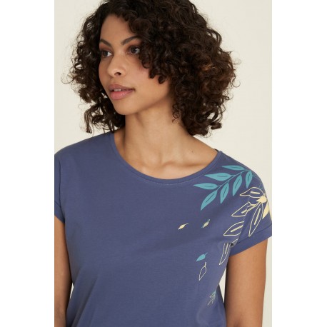 Camiseta cotó orgànic indigo fulles