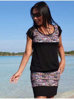 Camiseta m/c cuello redondo negra estampado up