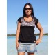 Camiseta m/c coll rodó negra estampat up