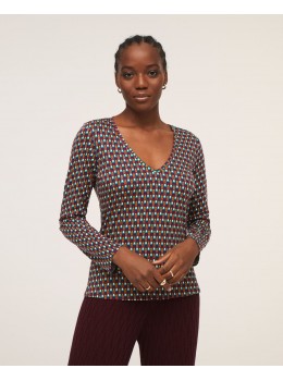 Camiseta pico elástica multi fucsia