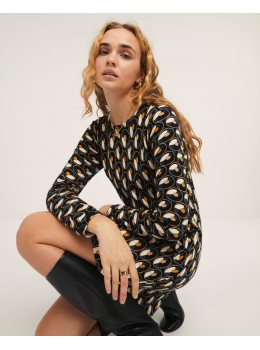 Vestido punto negro combi