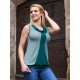 Camiseta tiras cuello micro verde combi