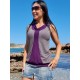 Camiseta tiras cuello micro morado combi