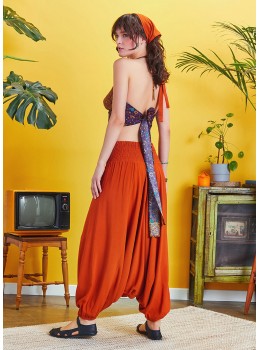 Pantalones frunzido naranja