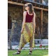 Pantalones tobillo TALLA ÚNICA amarillo floral