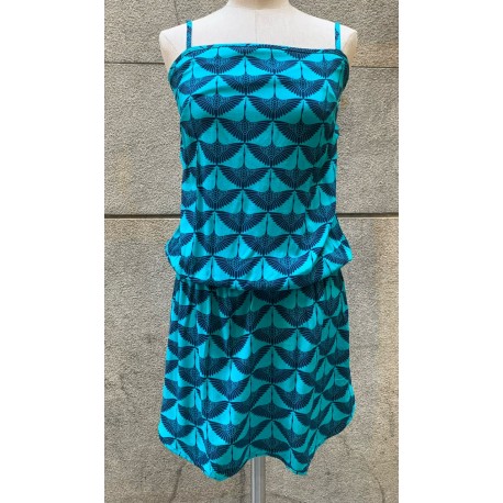 Vestido goma cintura turquesa