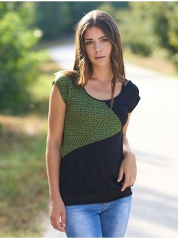 Camiseta m/c negra abstract verde