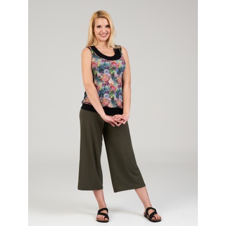 Pantalones largos viscosa caqui
