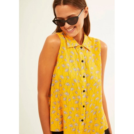 Top camisa mostaza