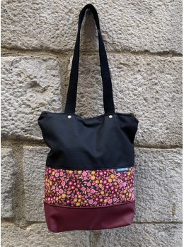 Bolso tote granate flores fucsia