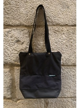 Bolso tote negro lunares