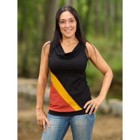 Camiseta cuello tiras combi naranja