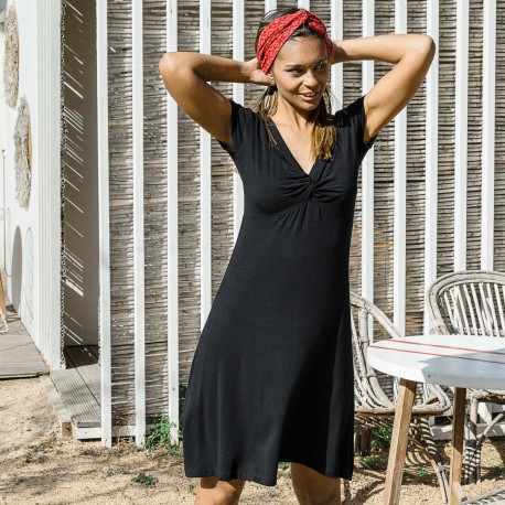 Vestit viscosa nus negra