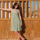 Vestido pico viscosa verde rombos