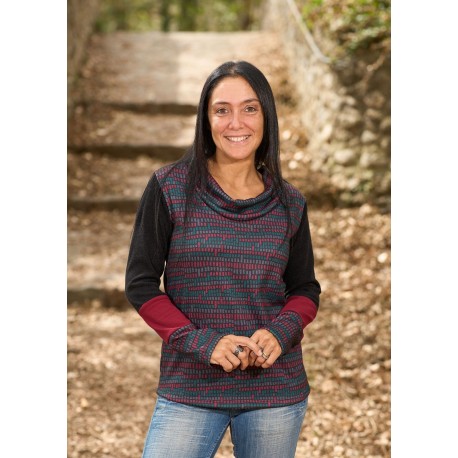 Jersey cálido sin pieza abstract burdeos