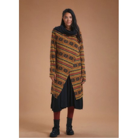 Chaqueta cálida larga cruzada print