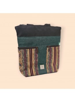 Mochila bolso verde rayas