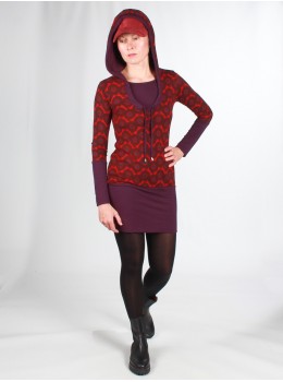Vestido capucha combi lila