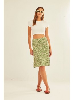 Falda 3/4 viscosa print verde