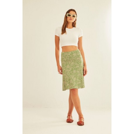 Falda 3/4 viscosa print verde