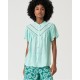 Camisa brodats perforats aiguamarina