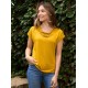 Camiseta m/c cuello sin pieza cintura mostaza