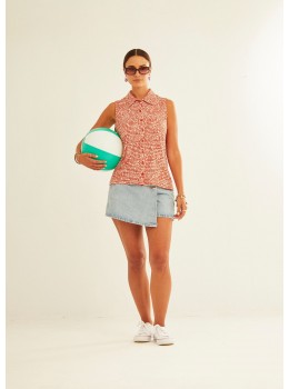 Camisa viscosa print naranja