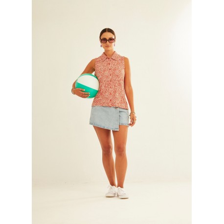 Camisa viscosa print taronja