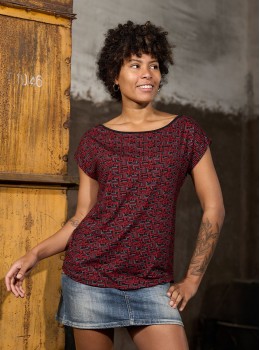 Camiseta m/c abstract gris rojo