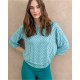 Camiseta 3/4 viscosa ecovero aiguamarina