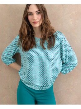 Camiseta 3/4 viscosa ecovero aguamarina