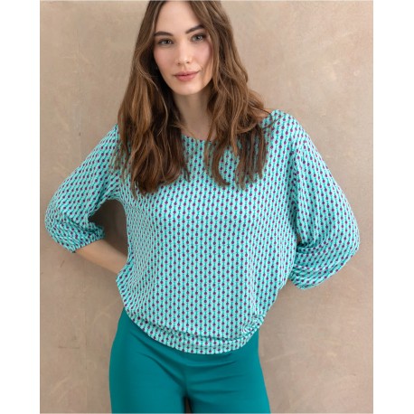 Camiseta 3/4 viscosa ecovero aguamarina