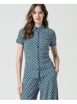Camisa elástica print azul