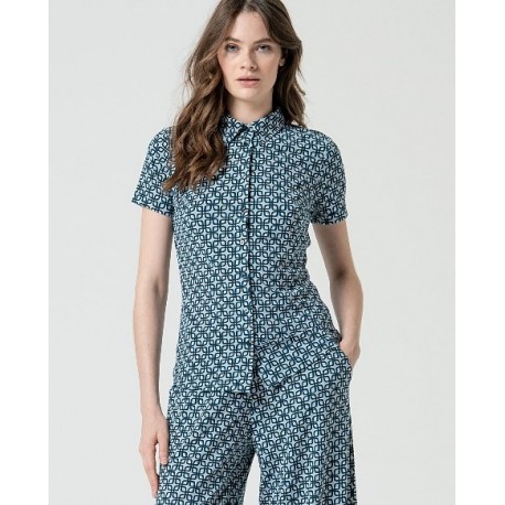 Camisa elástica print azul