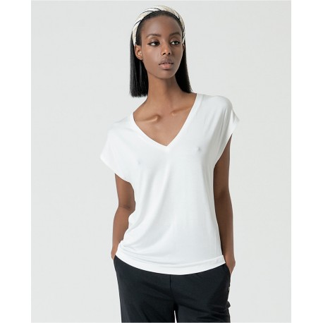 Camiseta bamboo pico blanca