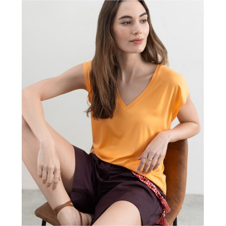 Camiseta bamboo pico naranja