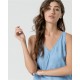 Top tirantes satinado celeste