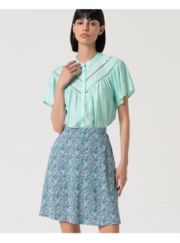 Falda print turquesa