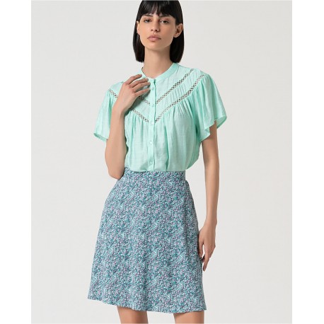 Falda print turquesa