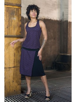 Falda viscosa 3/4 abstract morado apertura