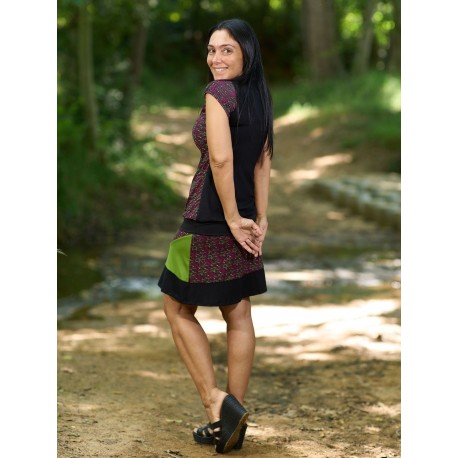 Faldilla viscosa print fucsia combi