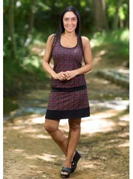 Falda viscosa print fucsia oliva