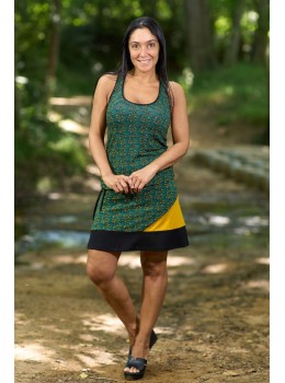 Falda viscosa print mostaza combi