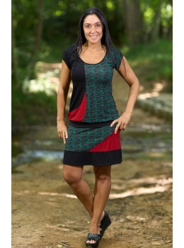 Falda viscosa print rojo combi