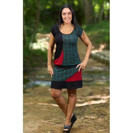 Falda viscosa print rojo combi