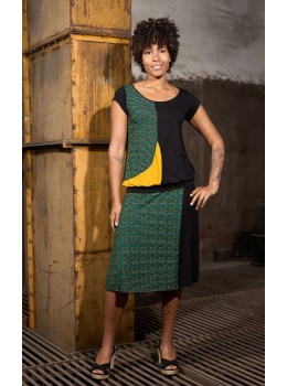 Camiseta m/c cuello TALLA L print mostaza