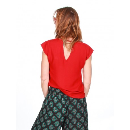 Top tela terry vermell
