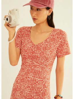 Vestido m.corta print naranja