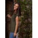 Camiseta m/c coll print oliva fucsia